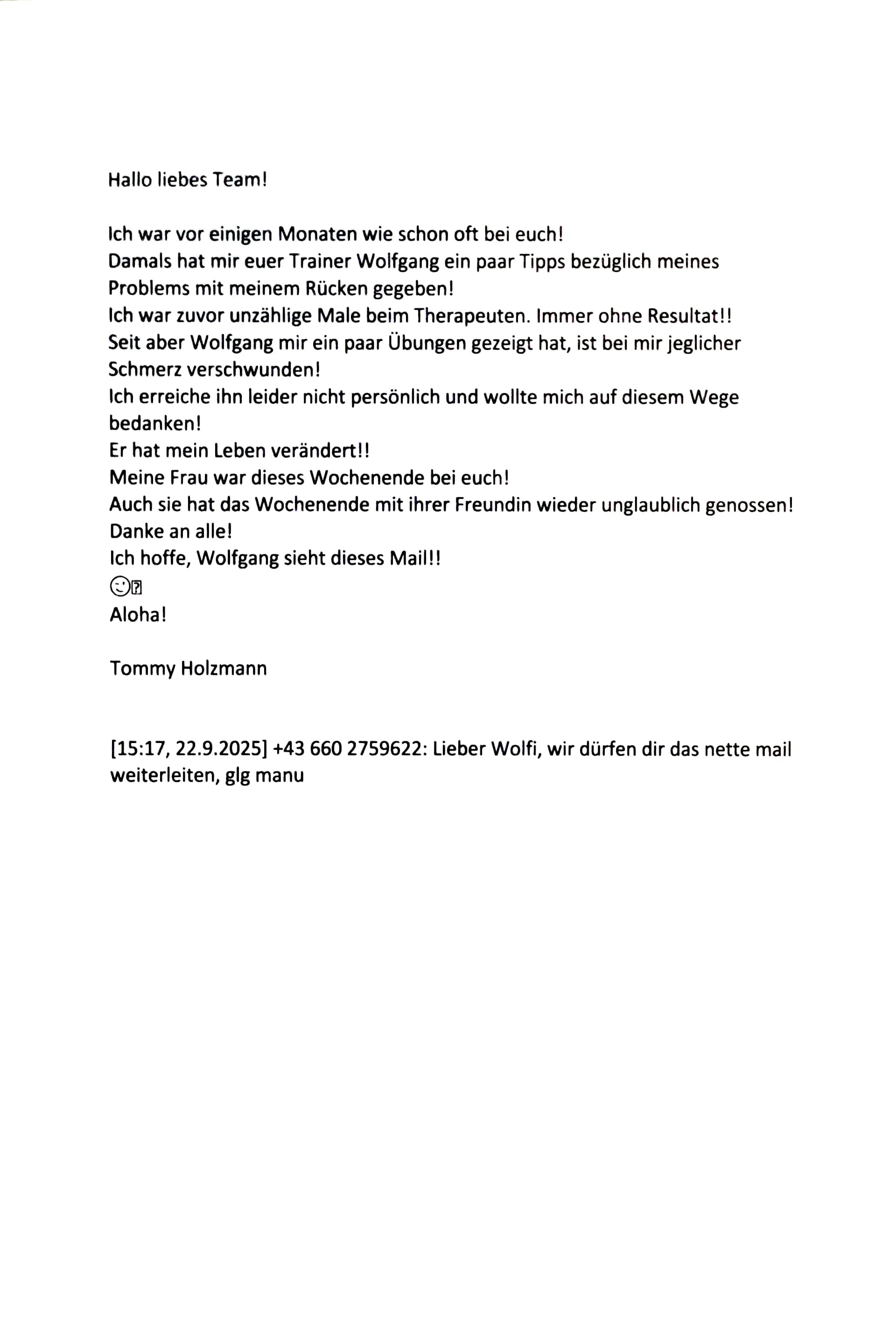 Persönliche Kundenstimme zur Begleitung durch Wolfgang Aigner.